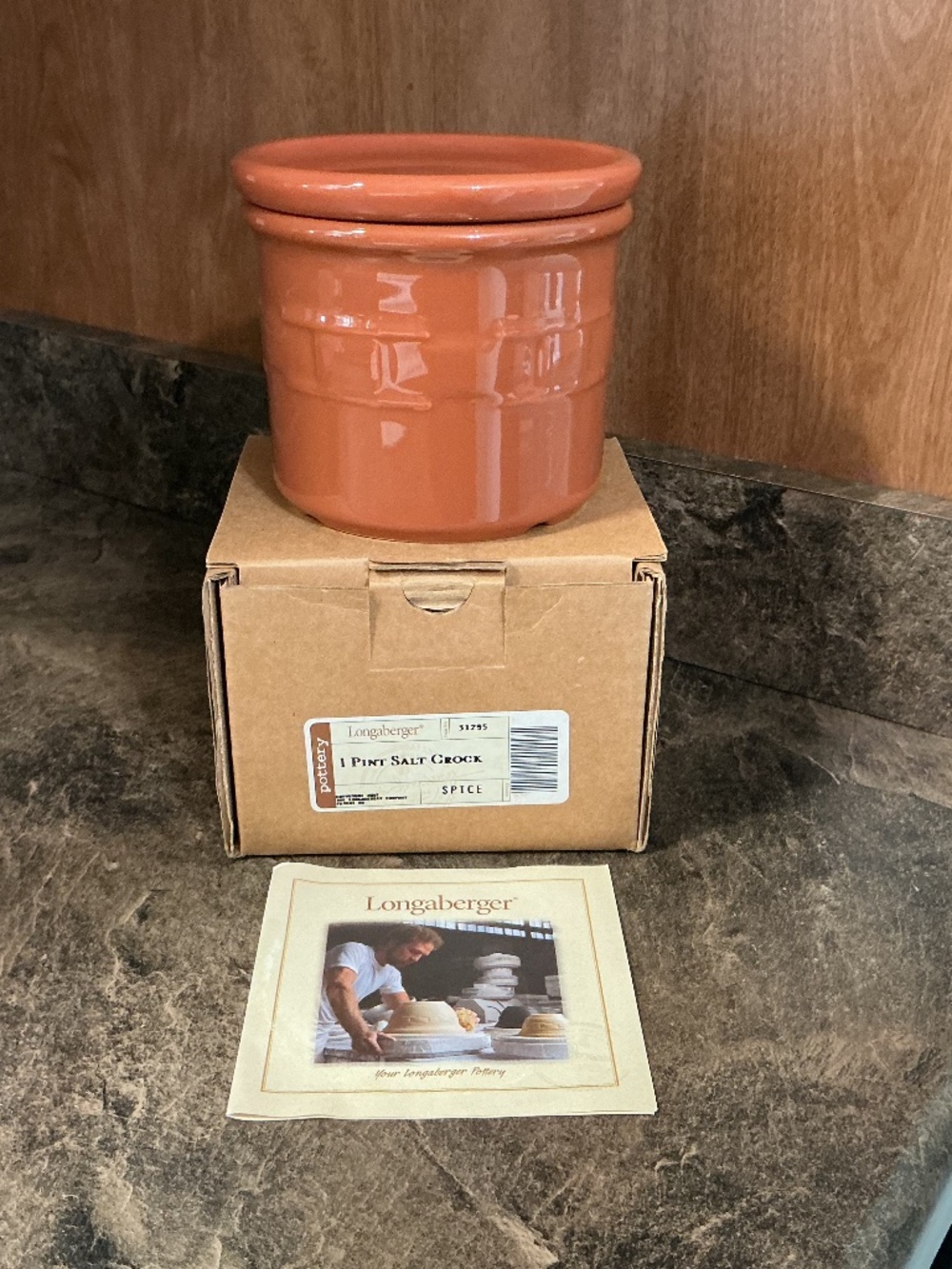 Longaberger Pottery 1 Pint Salt Crock - Spice - USA